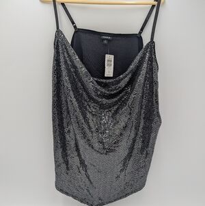 Torrid Sequin Camisole Top Metallic Black 4X Y2K Party Retro Glam Clubwear NWT